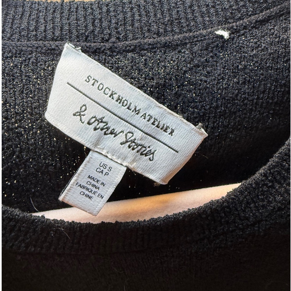 & Other Stories Stockholm Atelier Black Ribbed Silk Blend Tank Top Size S - Picture 8 of 8